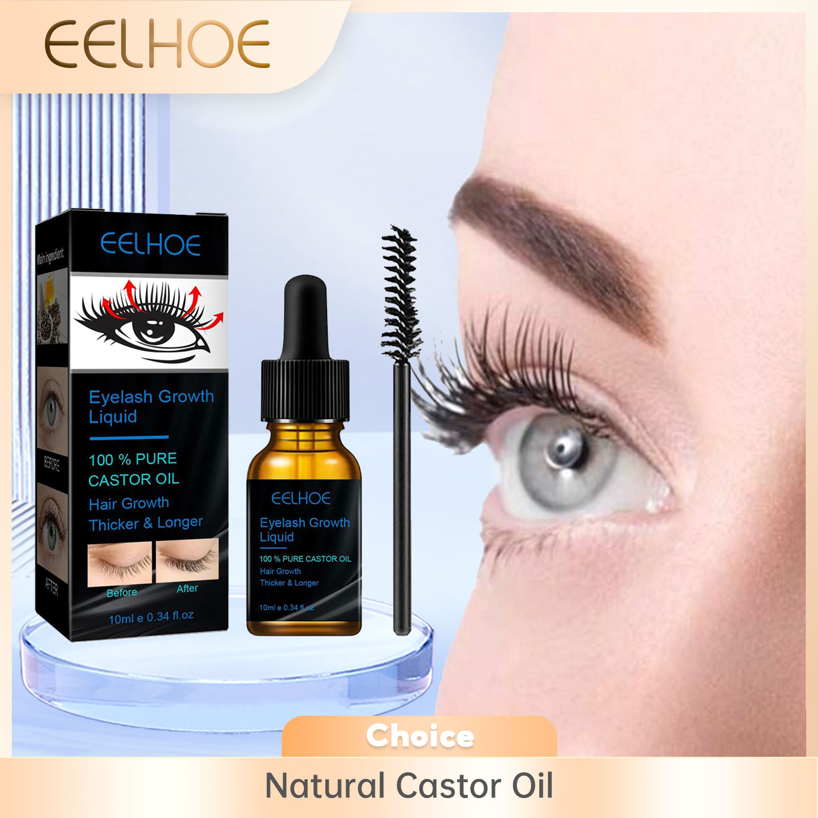 Eyelash Extension Human Hair - Rizinusöl Wimpernwachstumsserum für Männer und Frauen,